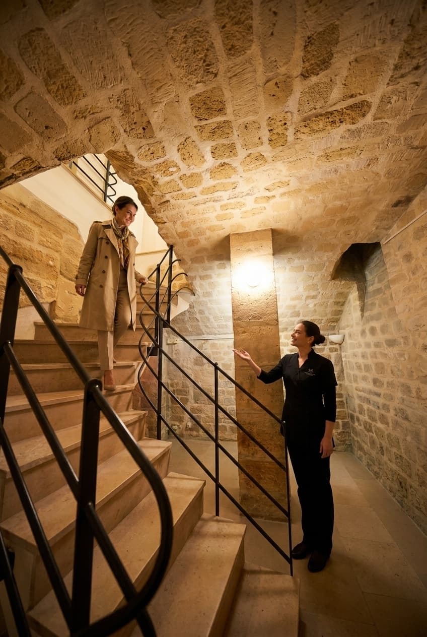 Descente vers l'espace de soin
